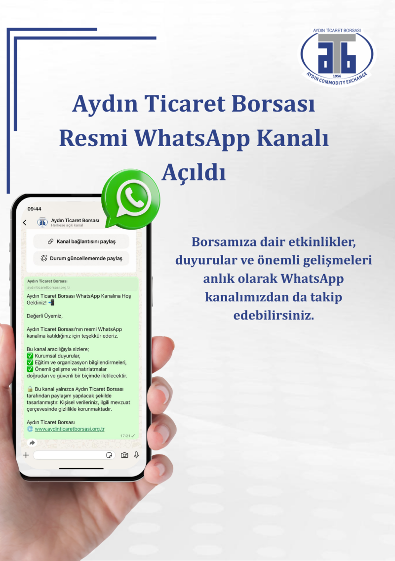 25.06.2025 Aydın Ticaret Borsası Resmi WhatsApp Kanalını Hizmete Açtı