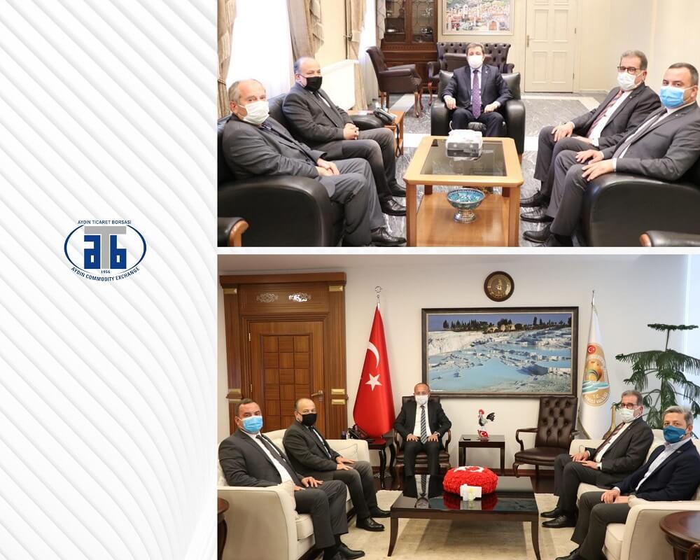 30.11.2020 Aydın Ticaret Borsası Yönetim Kurulu Başkanı Fevzi Çondur, Ak Parti Aydın Milletvekili Metin Yavuz Öncülüğündeki Heyet ile Birlikte Muğla Valisi ve Denizli Valisini Ziyaret Etti