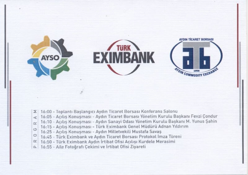 27.08.18 Eximbank Aydın irtibat bürosu hizmete başlıyor