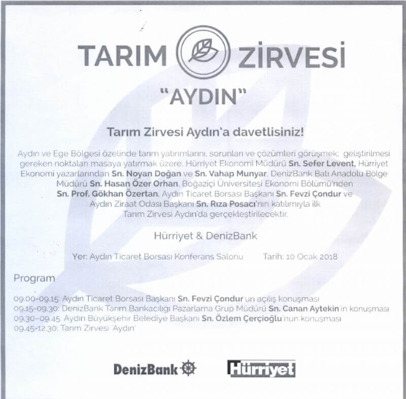 09.01.2018 TARIM SEKTÖRÜ BU ZİRVEDE